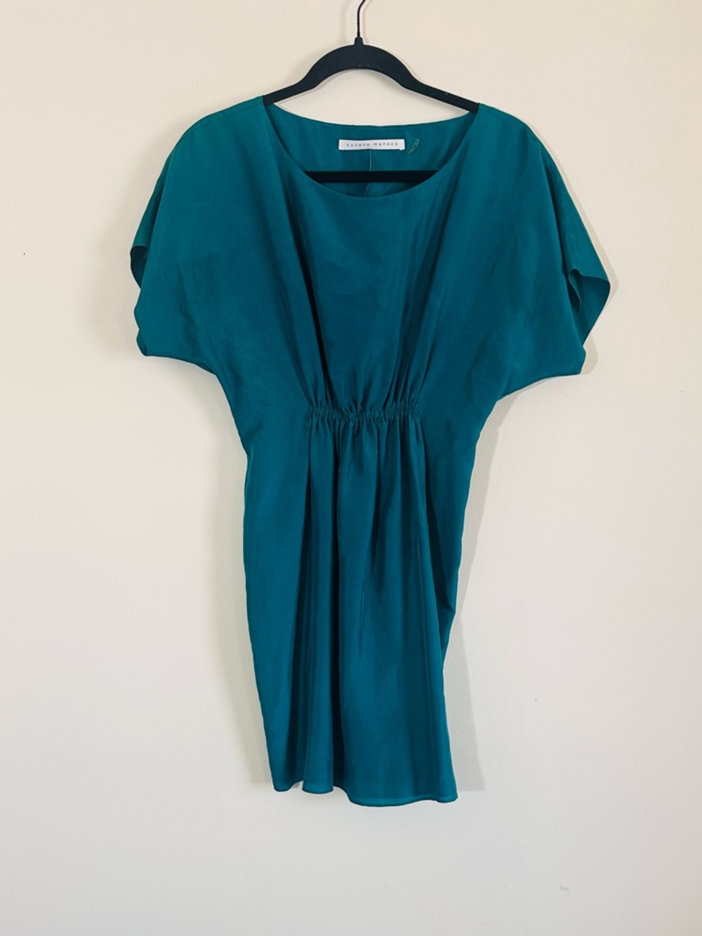 Susana Manaco 100% Silk Gathered Waist Dolman Sleeve Mini Dress size 2